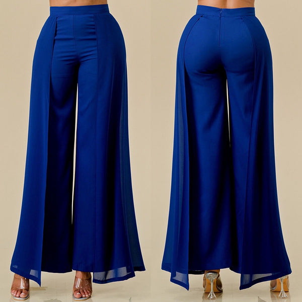 Blue Flowy Overlay Pants
