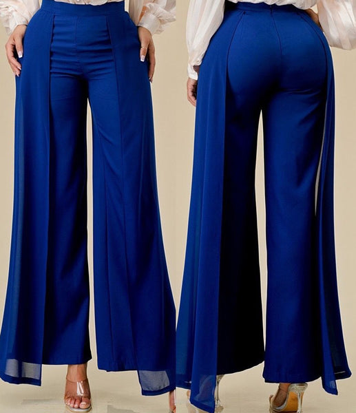 Blue Flowy Overlay Pants